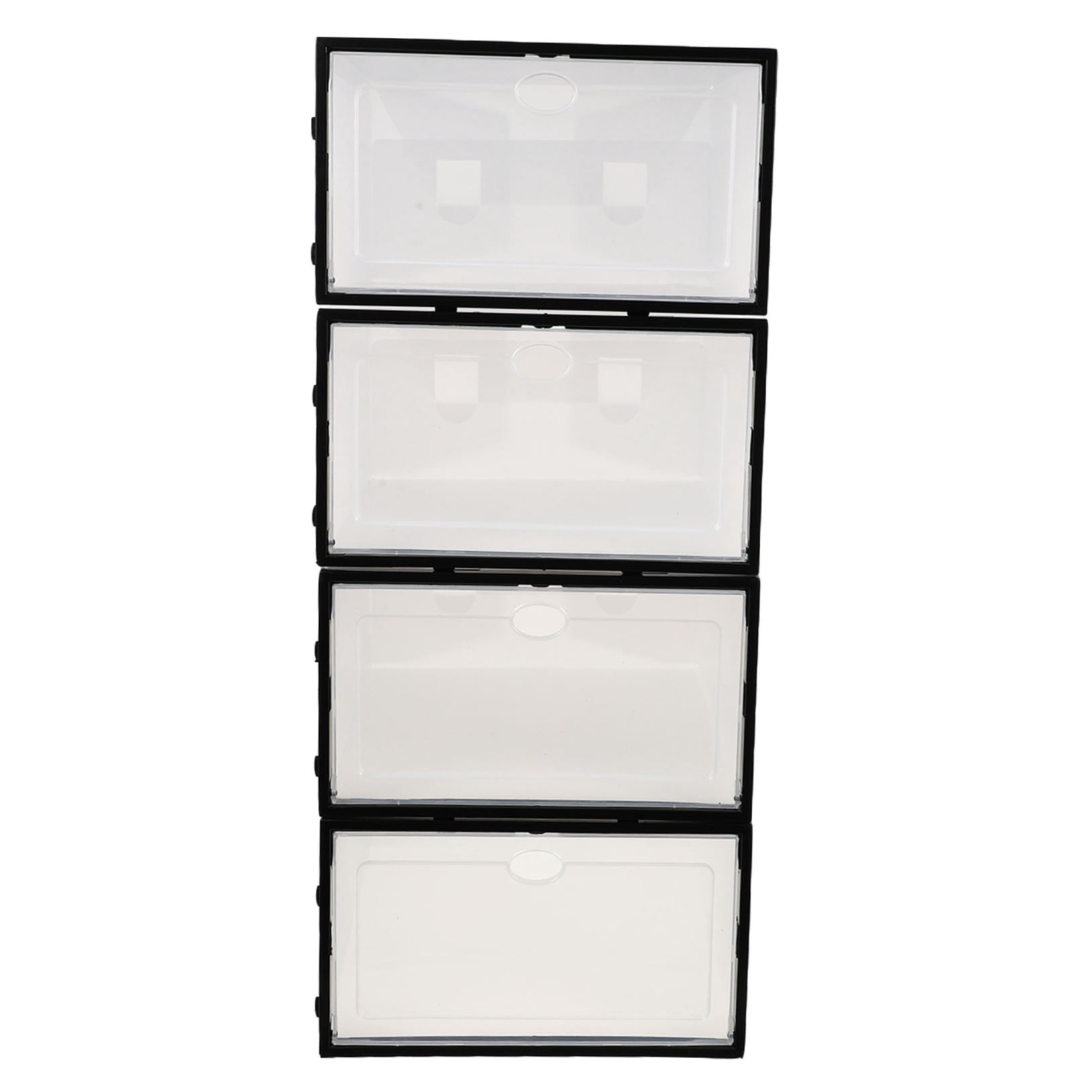 RENACLIPY 4-Pack White Plastic Shoe Storage Boxes with Clear Window, Stackable and Space-Saving Design