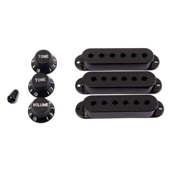 3Pcs Guitar Pickup Cover Volume Tone Knobs Switch Tip Parts Set,Black