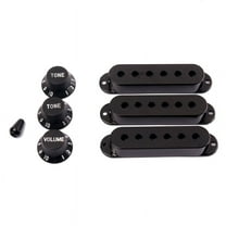 3Pcs Guitar Pickup Cover Volume Tone Knobs Switch Tip Parts Set,Black