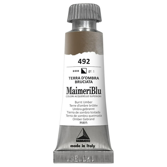 Maimeri Blu Artist Watercolor - Burnt Umber, 12 ml Tube