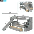 thumbnail image 6 of Twin over Twin Bunk Bed with Storage Staircase, Slide and Drawers, Desk with Drawers and Shelves, Gray 11AAE, 6 of 9