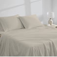 thumbnail image 4 of Color Sense 4-Piece 100% Cotton Percale Bed Sheet Set, Cool & Crisp Bedding, Queen, Beige, 4 of 12