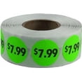 thumbnail image 1 of Fluorescent Green $7.99 Pricing Stickers | 0.75" Inch Round | 500 Pack, 1 of 1
