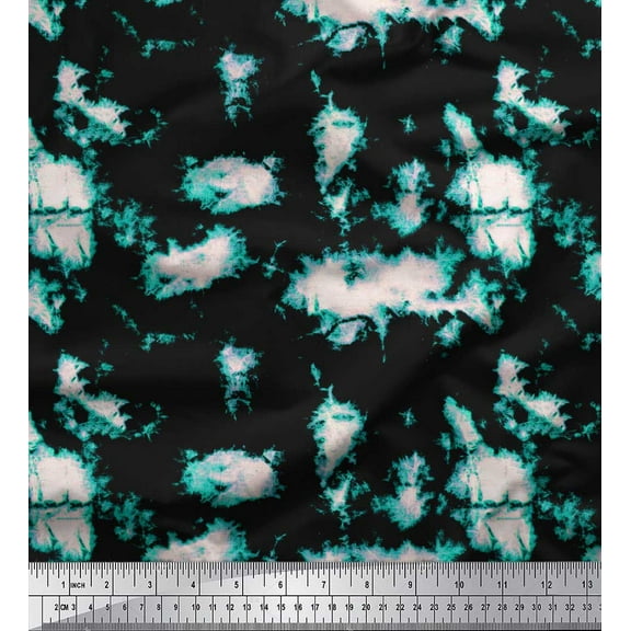 Soimoi Green Cotton Duck Fabric Abstract Tie-Dye Printed Craft Fabric by the Yard 44 Inch Wide
