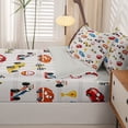 thumbnail image 5 of Manfei Race Car Zipper Twin Comforter Sets with Fitted Sheet and 2 Pillowcases,Cute Cartoon Toy Zipper Bedding Set,Red Blue,Light Gray Reversible,4pcs, 5 of 8