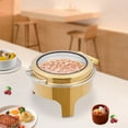 thumbnail image 3 of Chafing Dish, 6L Round Gold Chafer, Commercial Food Warmer, Alcohol Heated Buffet Pan, Stainless Steel with Glass Lid, for Hotel Restaurant, 3 of 10