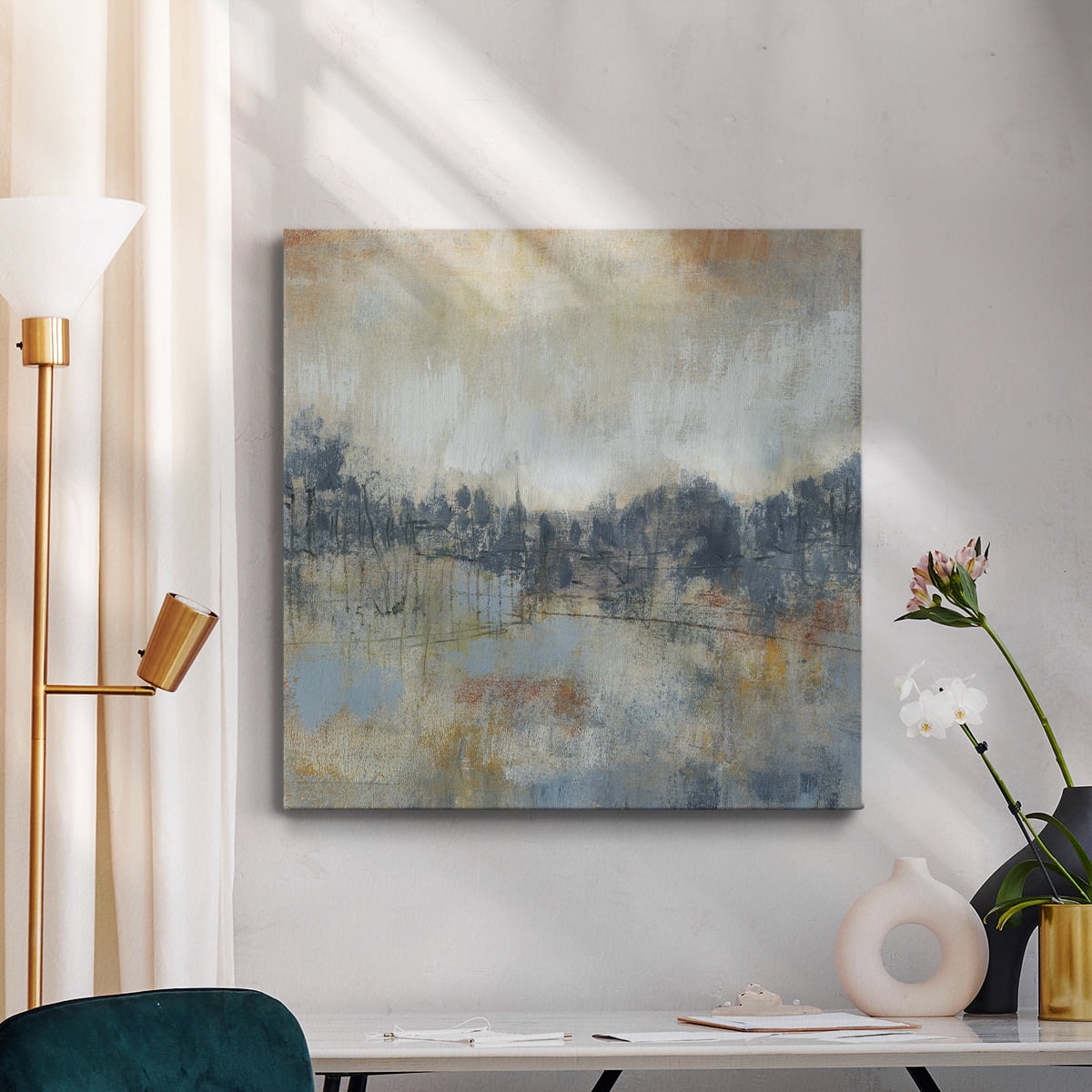 Wexford Home Cool Grey Horizon I-Premium Gallery Wrapped Canvas, 40" x 40" - Ready to Hang