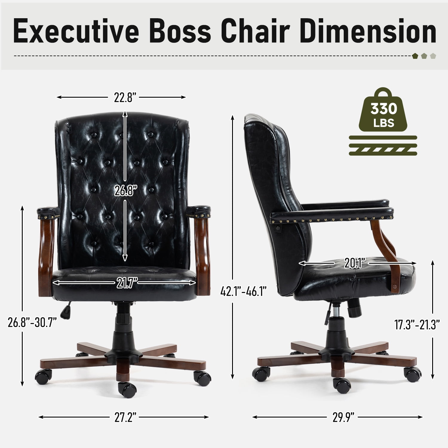 AVAWING Ergonomic Executive Office Chair, Vintage Faux Leather Swivel Work Chair, Black