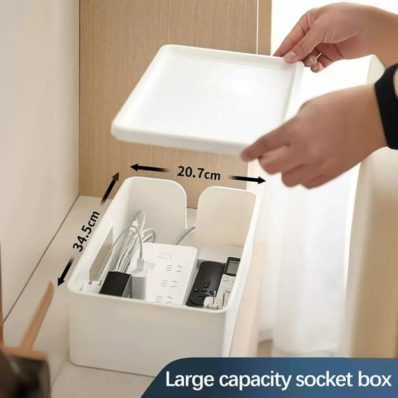 Dvkptbk Storage Remote Control Socket Storage Box with Cover Side U-Shaped Opening Storage Box Desktop Organizing Storage Box Home Essentials