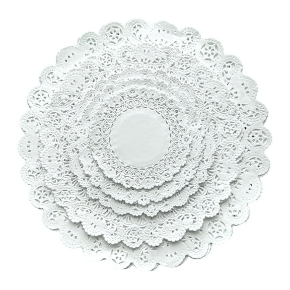 The Baker Celebrations 100 Count White Round Paper Lace Doilies - Combo Pack, Assorted Sizes