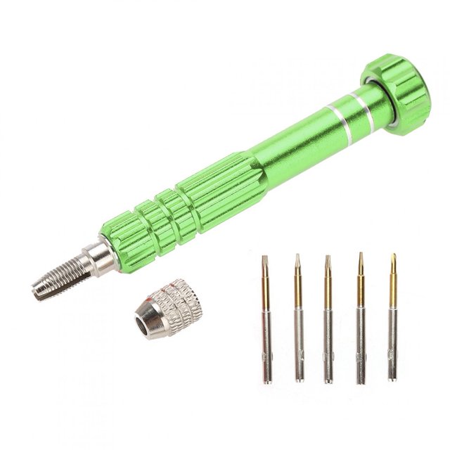 Poignée de Tournevis avec 5 Morceaux de Précision Kit de Réparation de Lunettes de Téléphone et de Montre (Vert)