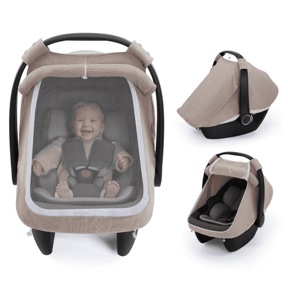 Baby Car Seat Cover, Caveen Winter Infant Carseat Canopy, Warm Plush Fleece Shield Covers to Protect Baby from Cold Wind Snow, Black