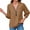 Khaki, variant on Solid Color Women V-neck 3/4 Sleeved Casual Blouse Zipper Tops