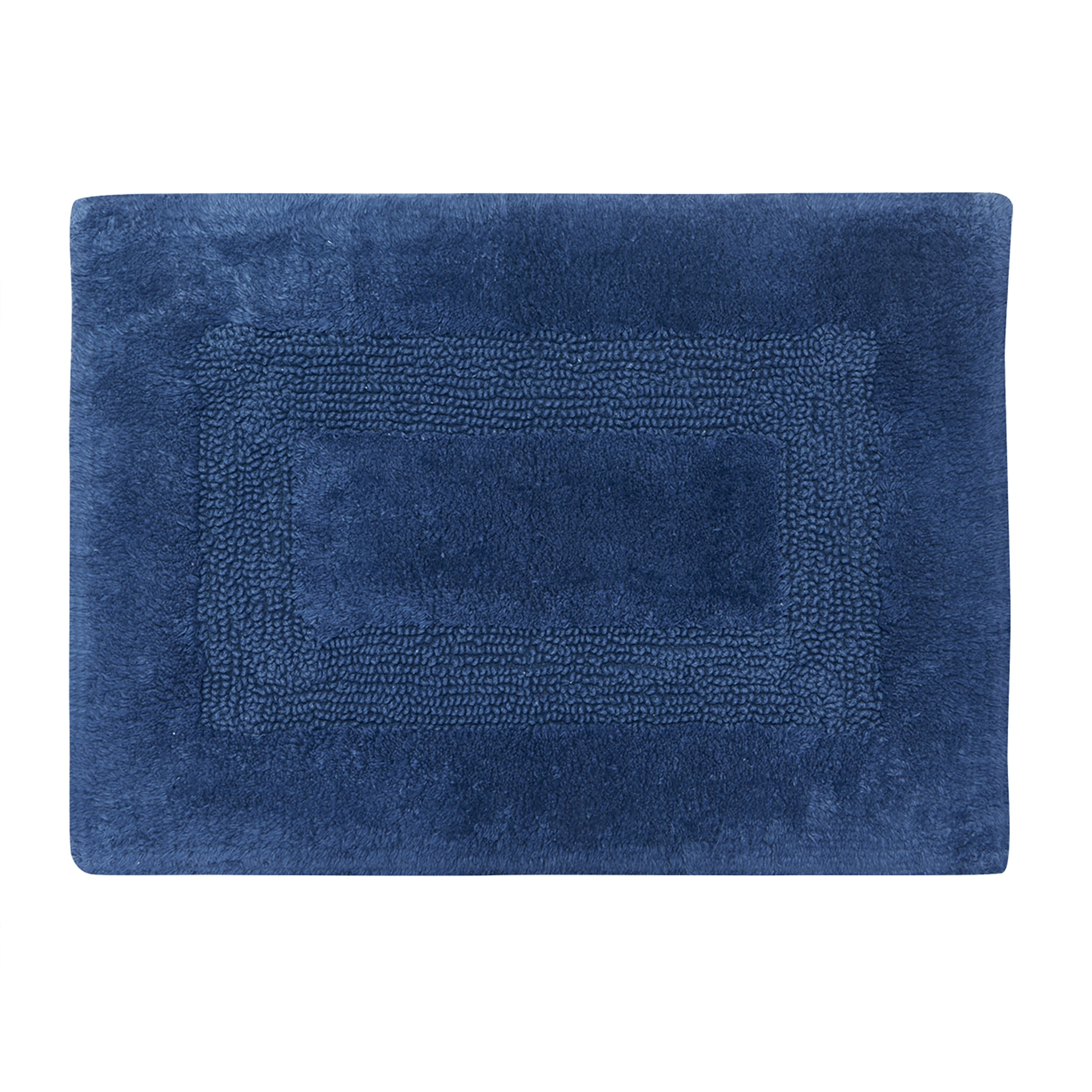 Mainstays Racetrack 100% Cotton Navy Bath Rug, 17" x 24", Non-slip bath rug