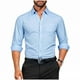 thumbnail image 2 of pstuiky Camisas de manga larga de invierno para hombre, Camisa de manga larga con botones y elástico para hombre, informal, de color liso y a la moda top de hombre s, 2 of 6