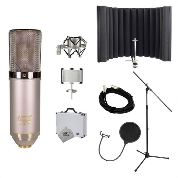 MXL V67G HE Condenser Microphone Bundle with sE Electronics RF-X, Pop Filter, Stand & Cable