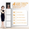 thumbnail image 4 of Metal Storage Locker, 71" Metal Locker with 4 Doors and Lock, Steel Storage Lockers for Employees, Gym, School, Home, Gray White, 4 of 9