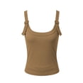 thumbnail image 4 of Gunia Ribbed Summer Tanks For Women Classic Solid Camisole Layering Piece Casual Daily Wear Soft Stretchy Comfort Fit Camisole Tops For Women Khaki, 4 of 5