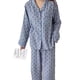 thumbnail image 4 of Conjunto de pijama de mujer con botones y manga larga con patrón de corazón y cuello vuelto, ropa de dormir holgada y suave para mujer para primavera y otoño en casa, azul L, 4 of 8