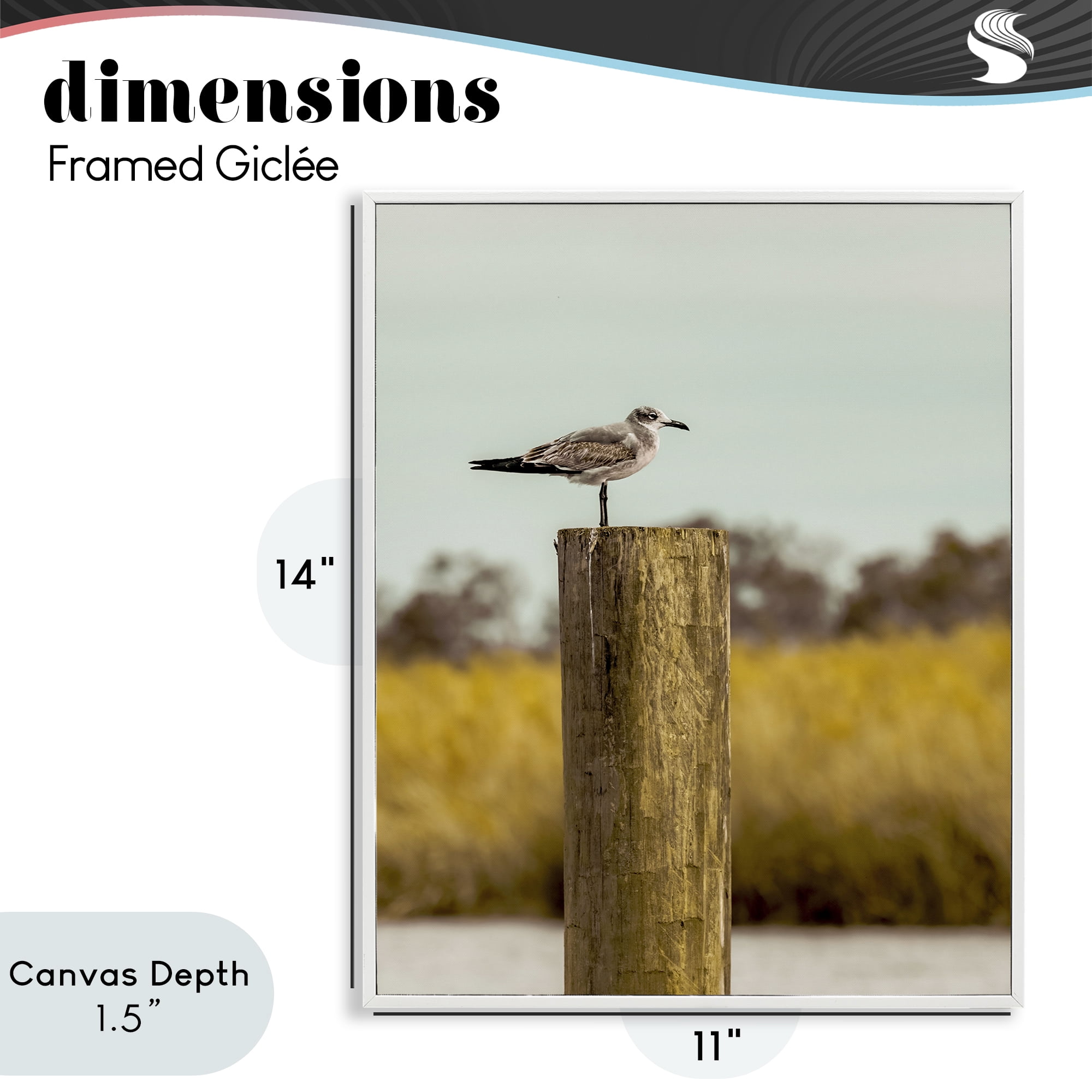 Stupell Industries Gull On Piling White Framed Giclee Art, design by Christy Berry
