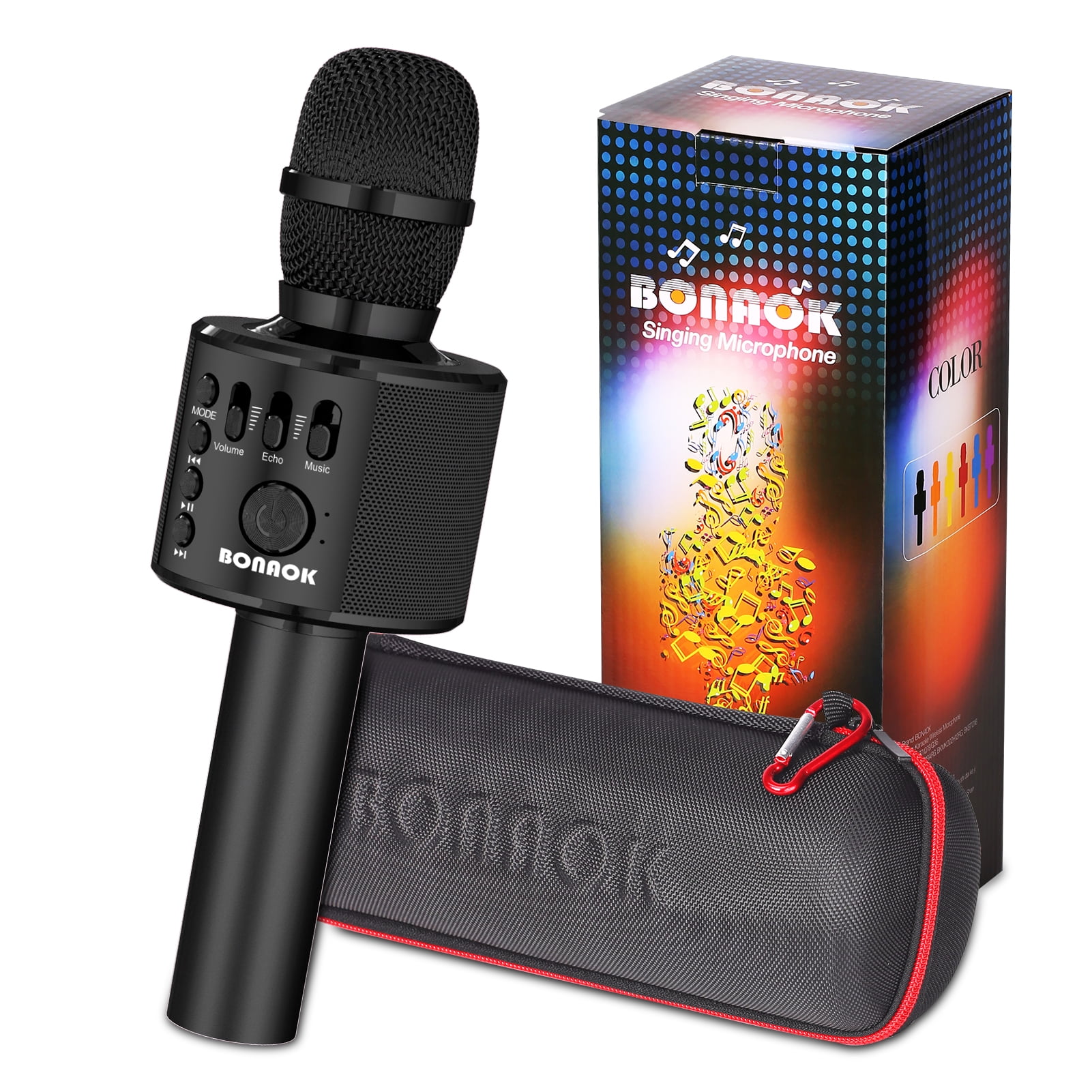 BONAOK Wireless Bluetooth Karaoke Microphone, 2 Ways Connection for All Smart Devices, Q37