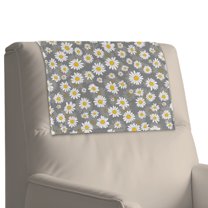 Xixirimido Daisy Flower Gray Pattern Headrest Cover for Recliner Chair Leather Sofa Headrest Cover Head Protector Furniture Protector for Recliner Sofa Slipcovers, 2Pcs