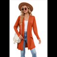 thumbnail image 2 of Cárdigan Informal para Mujer con Bolsillos, Holgado, de Larga, Abierto, Naranja y Rojo M, 2 of 9