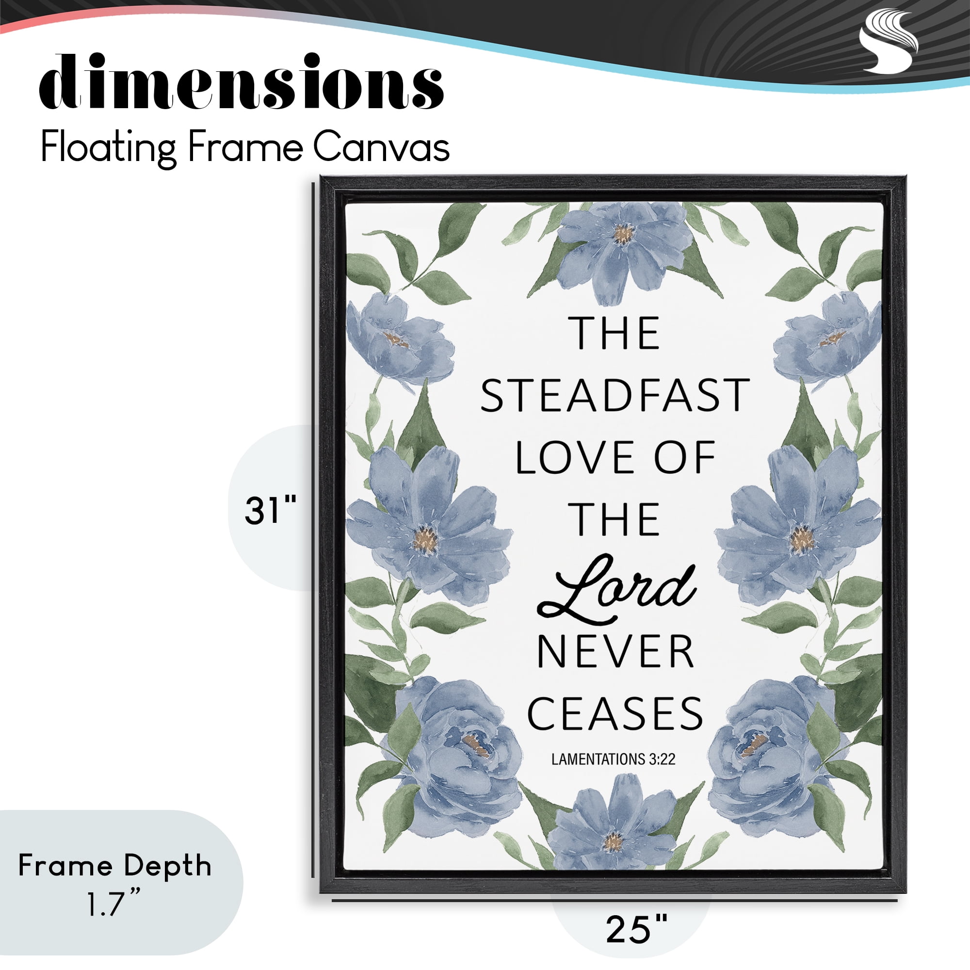 Stupell Industries Steadfast Love Of The Lord Black Framed Floater Canvas Wall Art, design by Lucille Price
