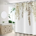 thumbnail image 4 of Botanical Shower Curtains (36" x 72"), Watercolor Autumn Eucalyptus Leaf Plant Tan Bathroom Curtain for Bathtub Home Decoration Waterproof Fabric Machine Washable with 12 Hooks, 4 of 6