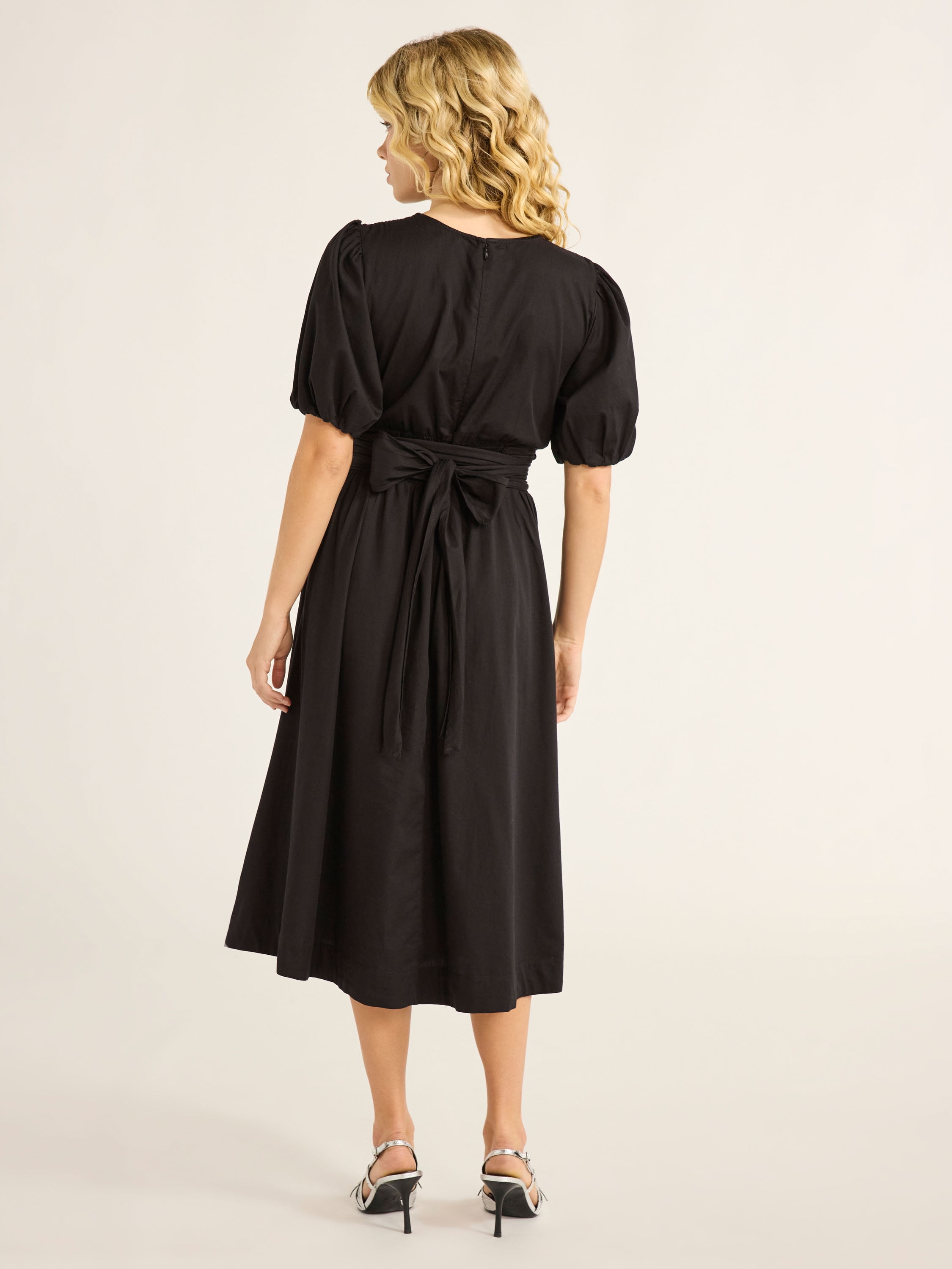 Free Assembly Women's Cotton Midi Wrap Dress with Short Sleeves, Sizes XS-4X