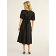 thumbnail image 2 of Free Assembly Women's Cotton Midi Wrap Dress with Short Sleeves, Sizes XS-4X, 2 of 4