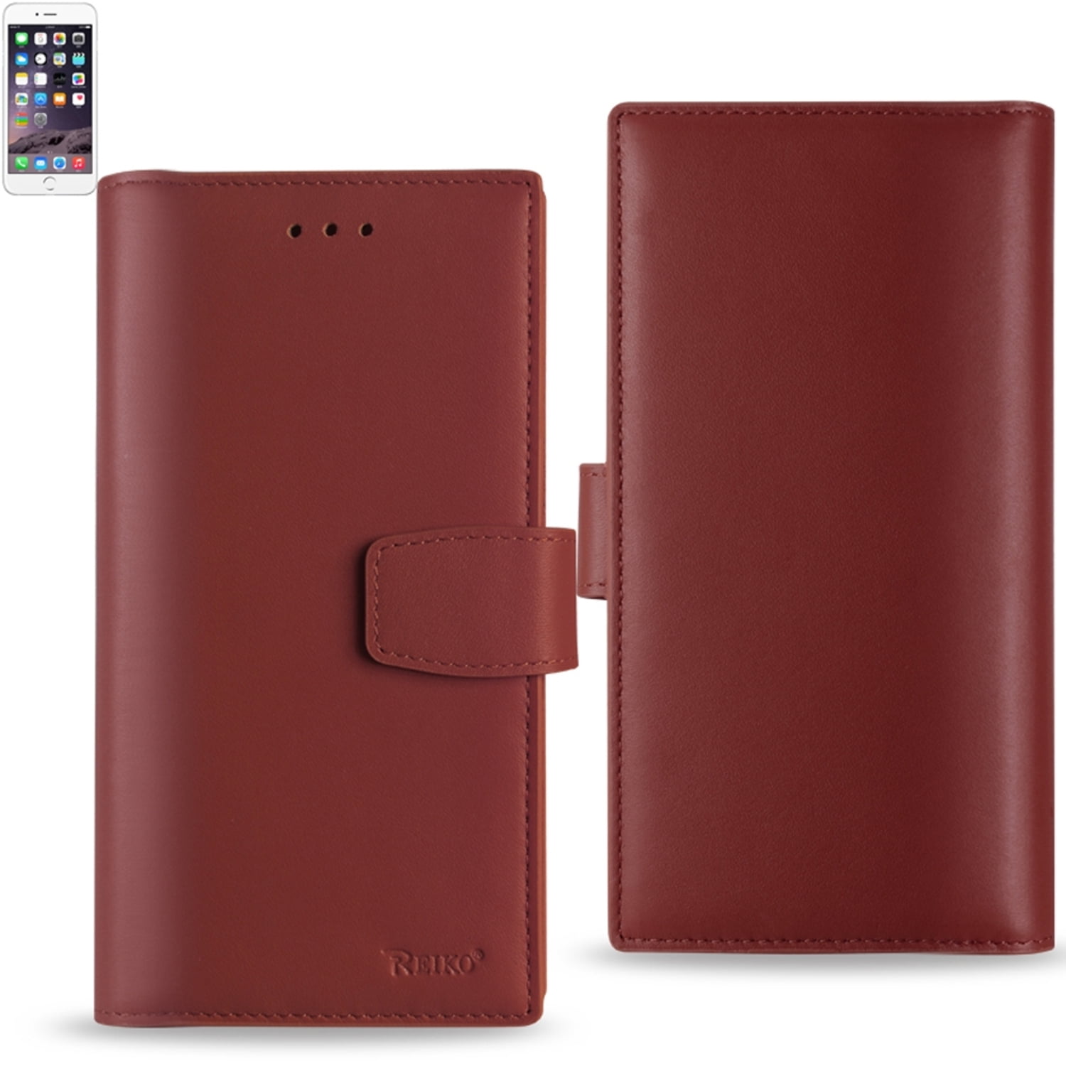 REIKO IPHONE 6 GENUINE LEATHER WALLET CASES WITH RFID CARD PROTECTION IN BURGUNDY