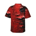 thumbnail image 3 of Daiia Abstract Red Textured Canvas Hawaiian Shirt for Men Gentle Cotton Regular Short Sleeve Casual-X-Large, 3 of 9
