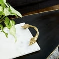 thumbnail image 6 of DecMode 21" x 10" White Marble Rectangular Leaf Tray with Gold Twisted Metal Handles, 1-Piece, 6 of 12