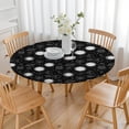 thumbnail image 3 of Black White Sun Moon Planet Star Pattern Round Fitted Tablecloth with Elastic Edge,Dining Table Cover Waterproof,Outdoor Round Tablecloth for Camping,Dining,Indoor and Outdoor, 3 of 7