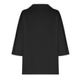 thumbnail image 6 of Penkiiy Women's Casual 3/4 Sleeve Henley V-Neck Button Up Pleated Back Blouses Solid Blouse Tops T-Shirts S Black, 6 of 8