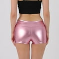 thumbnail image 5 of RYRJJ Metallic High Waisted Booty Shorts Women's Shiny Cheeky Dance Bottoms Wet Look Disco Party Club Hotpants(Pink,M), 5 of 7