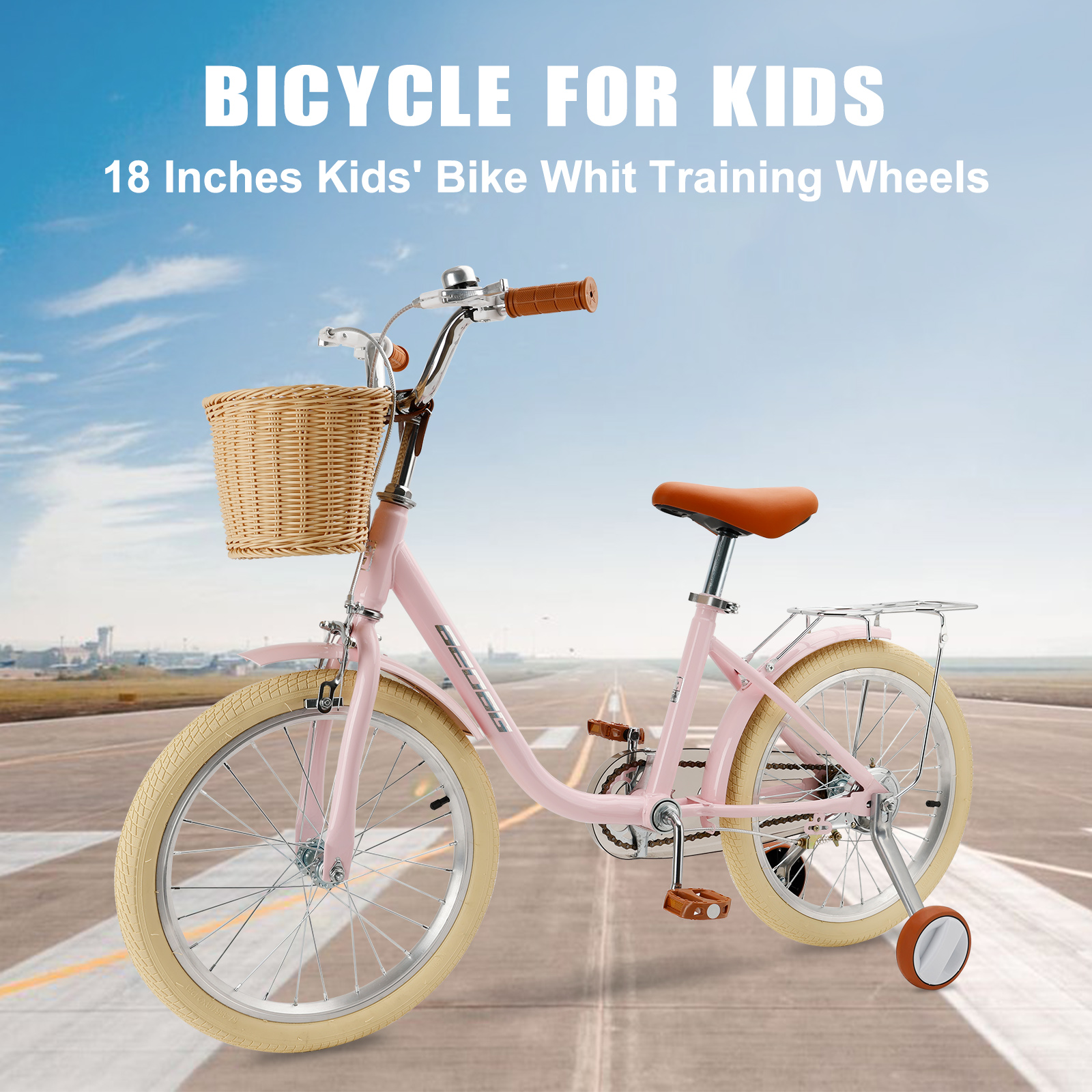ARTUDATECH 18 Inch Kids Bike with Removable Training Wheels, Adjustable Seat, Steel Frame & Dual Brake, Kids Bicycle for 6-10 Years Old Toddler Girls Boys