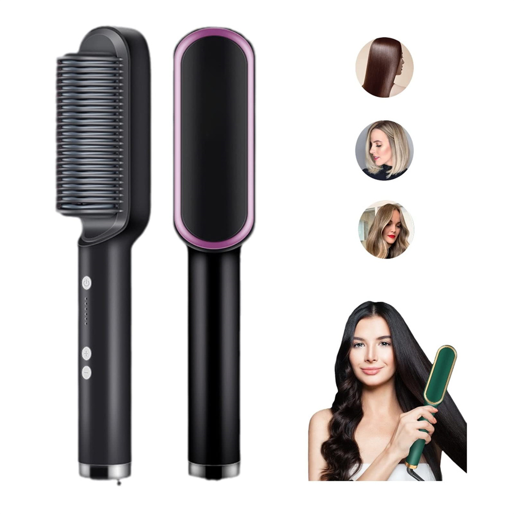 2 in 1 Hair Straightener Brush and Curler, 2023 New Negative Ion Hair