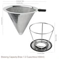 thumbnail image 3 of Pour Over Coffee Dripper Stainless Steel Filter Easy to Clean Paperless Pour Over Coffee Maker Reusable Filter Cone Dripper with Removable Cup, 3 of 6
