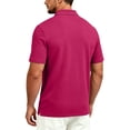 thumbnail image 4 of Short Sleeve Polo Shirts Men's Casual Classic Button Basic Shirt Solid Color Cotton Tees Stylish Tops Hot Pink S, 4 of 9