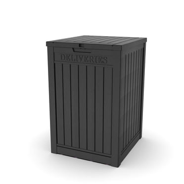 Decksplore 31 Gallon Lockable Resin Deck Box, Waterproof & Outdoor Storage Box for Outdoor Cushion Storage and Outdoor Delivery Storage, Stylish Outdoor Bench,black