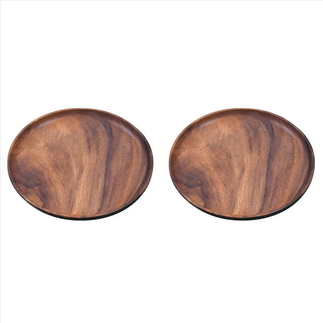 2X Tablero Redondo de Madera Maciza Entero de Madera de de Madera de Té Postre Cena de Desayuno