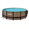 thumbnail image 1 of Funsicle 16ft x 48in Round Oasis Designer Above Ground Pool, Natural Teak with SkimmerPlus Filter Pump, Age 6 & up, 1 of 11