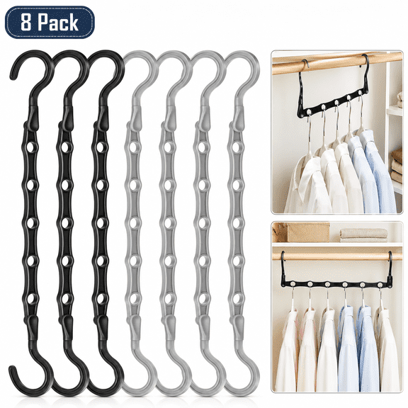 Emlimny Clothes Hangers, 8 Pack Space Saving Plastic Hanger Organizer with Cascading , Space-Saver-Hanger Organizer for Magic Closet Storage,Multifunctional Clothes Hanger