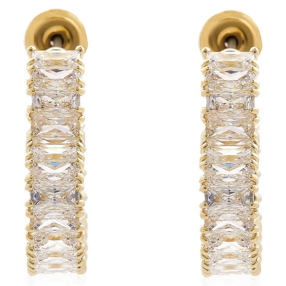 Swarovski Matrix Pierced Earrings Heart Gold Shiny White