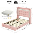 thumbnail image 6 of Homfa Twin Size Floating Bed Frame with RGB LED Lights Charging Station, Modern Velvet Upholstered Platform Bed with Storage Headboard, Pink, 6 of 8
