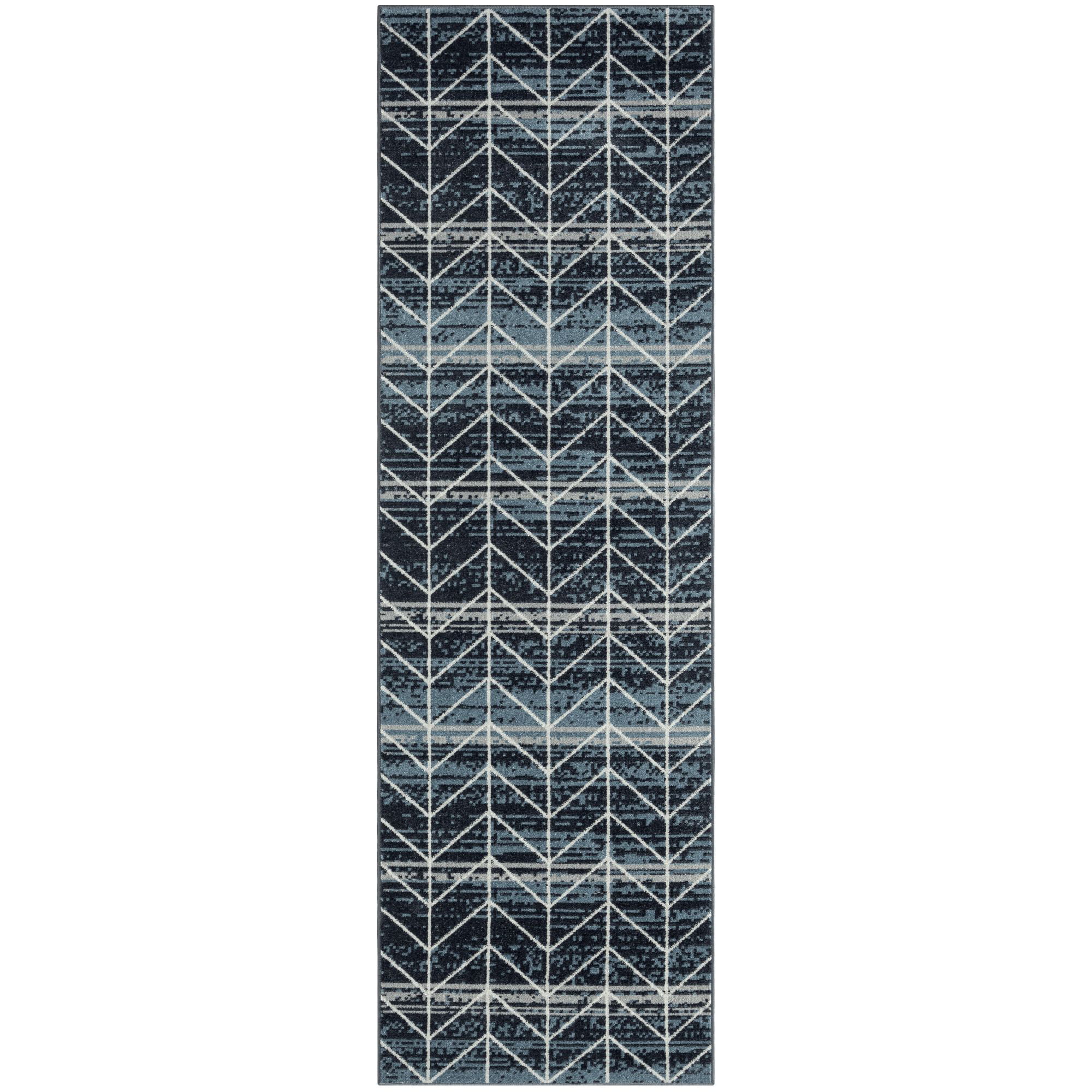 Washable Rugs. New mottled Black/Grey square Pattern runner 67cm/2'2'' Wide 