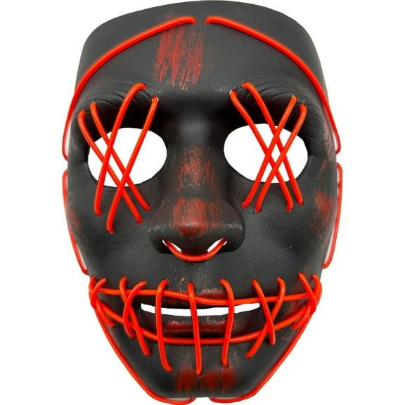 Studio Halloween Heavy Cross Hatch Eyes Mask With Red Party Wire EL Light Up Costume Accessory