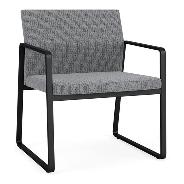 Gansett Reception Waiting Room Oversize Guest Chair / Black Steel / Gray